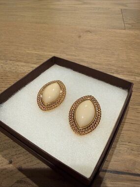 Heaven Mayhem Gold-Tone Cream Marquise earrings